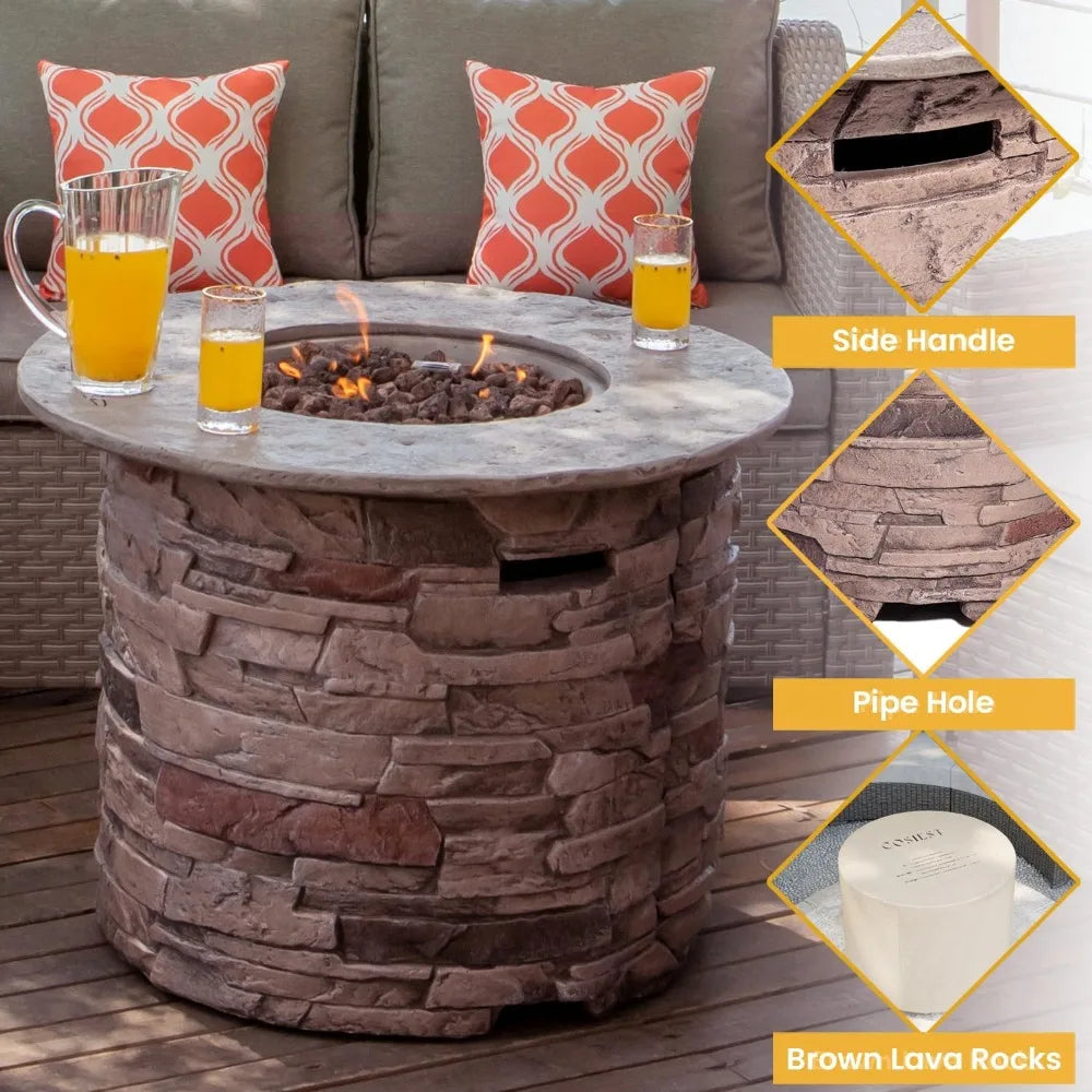 Propane Concrete Fire Pit Table 32-inch Round