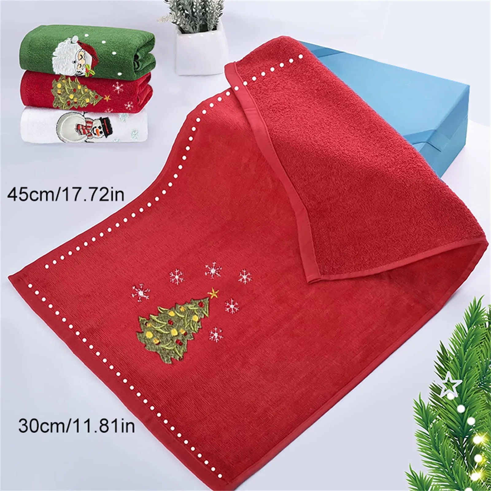 Xmas Tree/Snowman/Santa Claus Embroidery Bath Towel