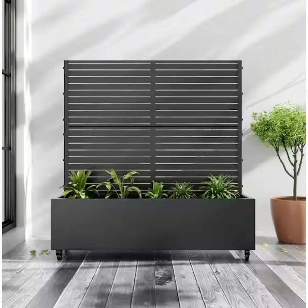 72 in. H x 47 in. W Metal Pots and Planter Raised Box With Trellis