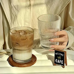 6pcs, 6.8oz Stackable Ribbed Glass Cups