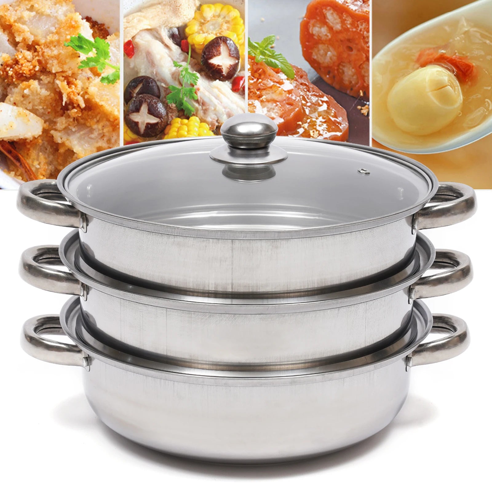 Multi-Function 3 Tier Stainless Steel Steamer