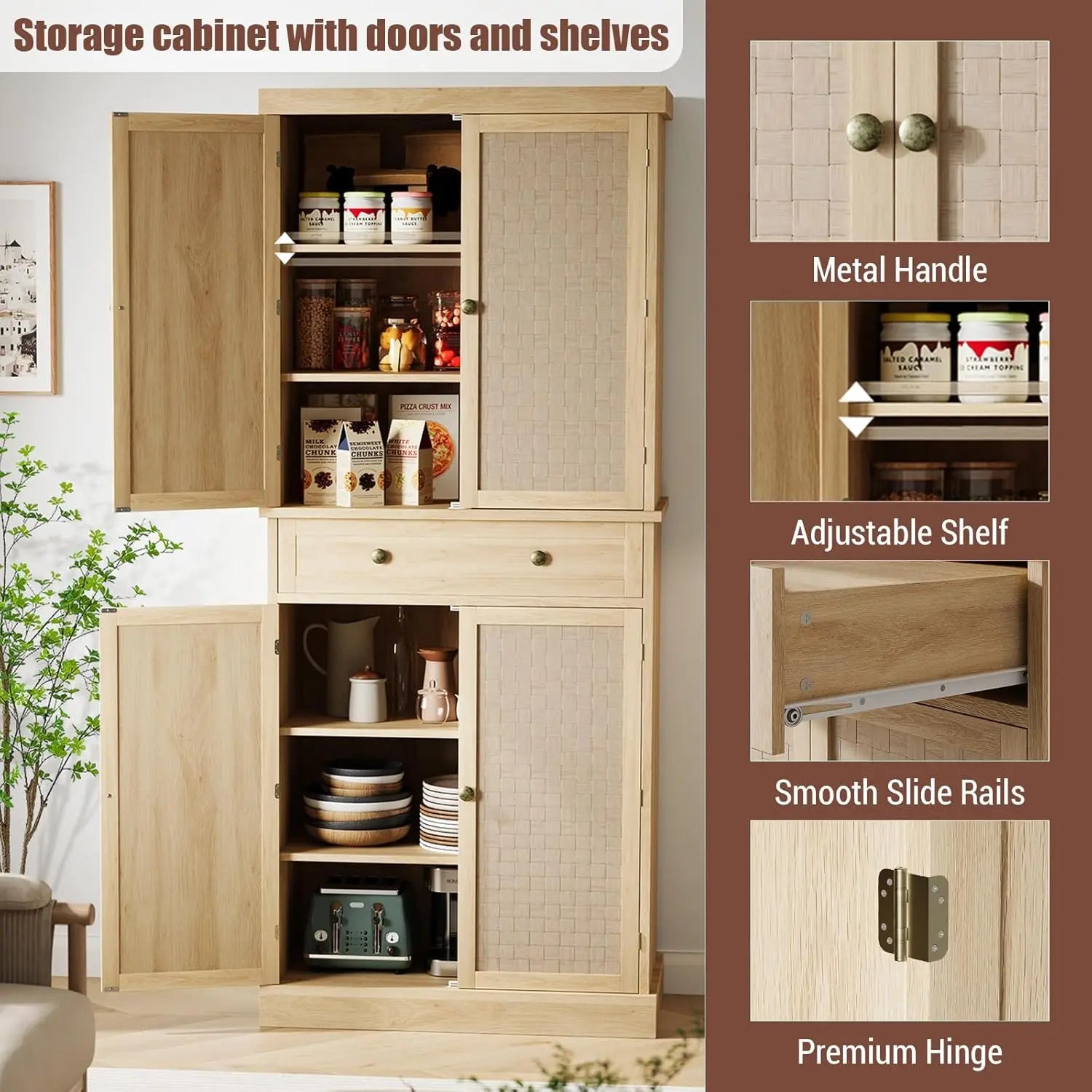 72" Tall Kitchen Pantry Storage Cabinet