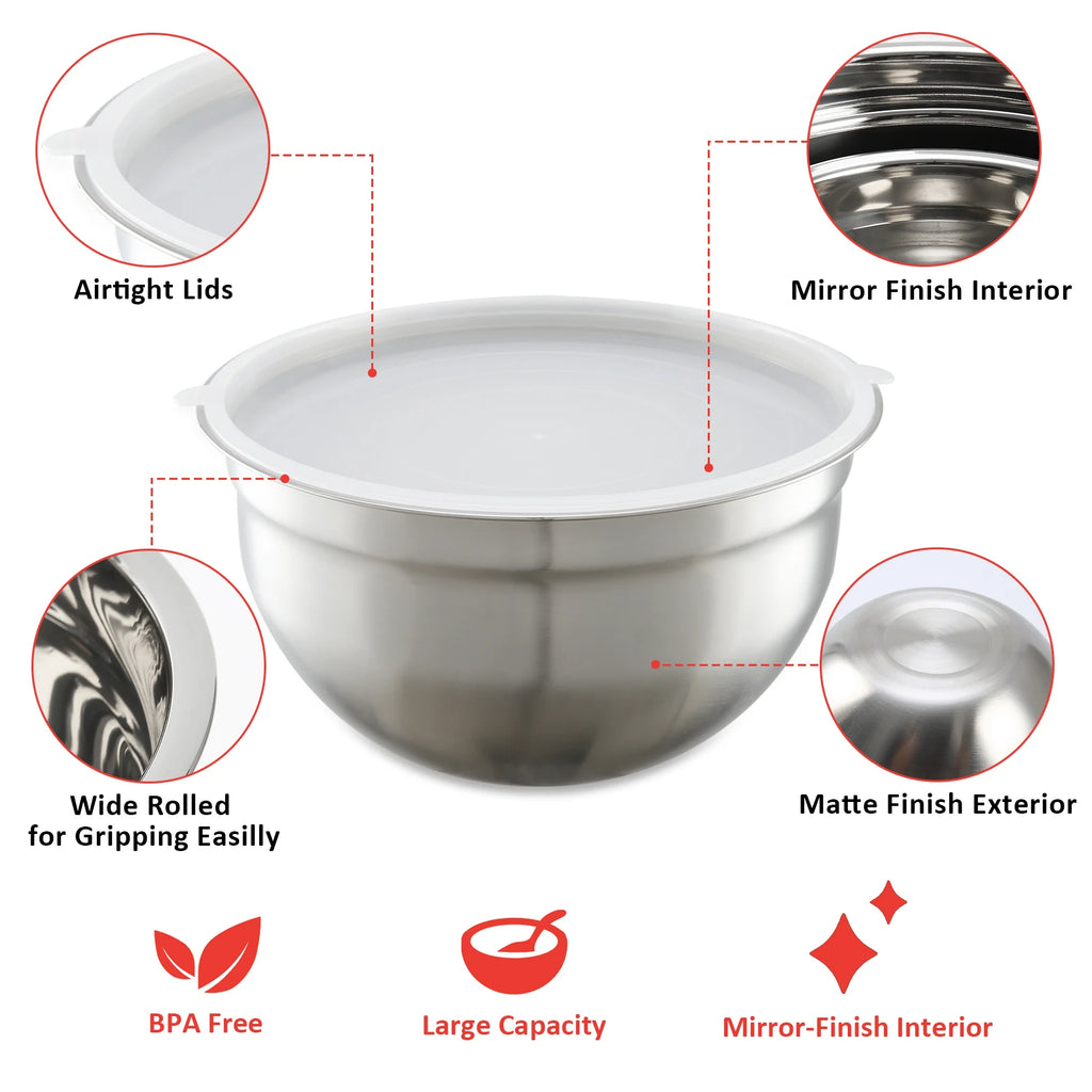 23 Pcs Mixing Bowl Set Baking Stainless