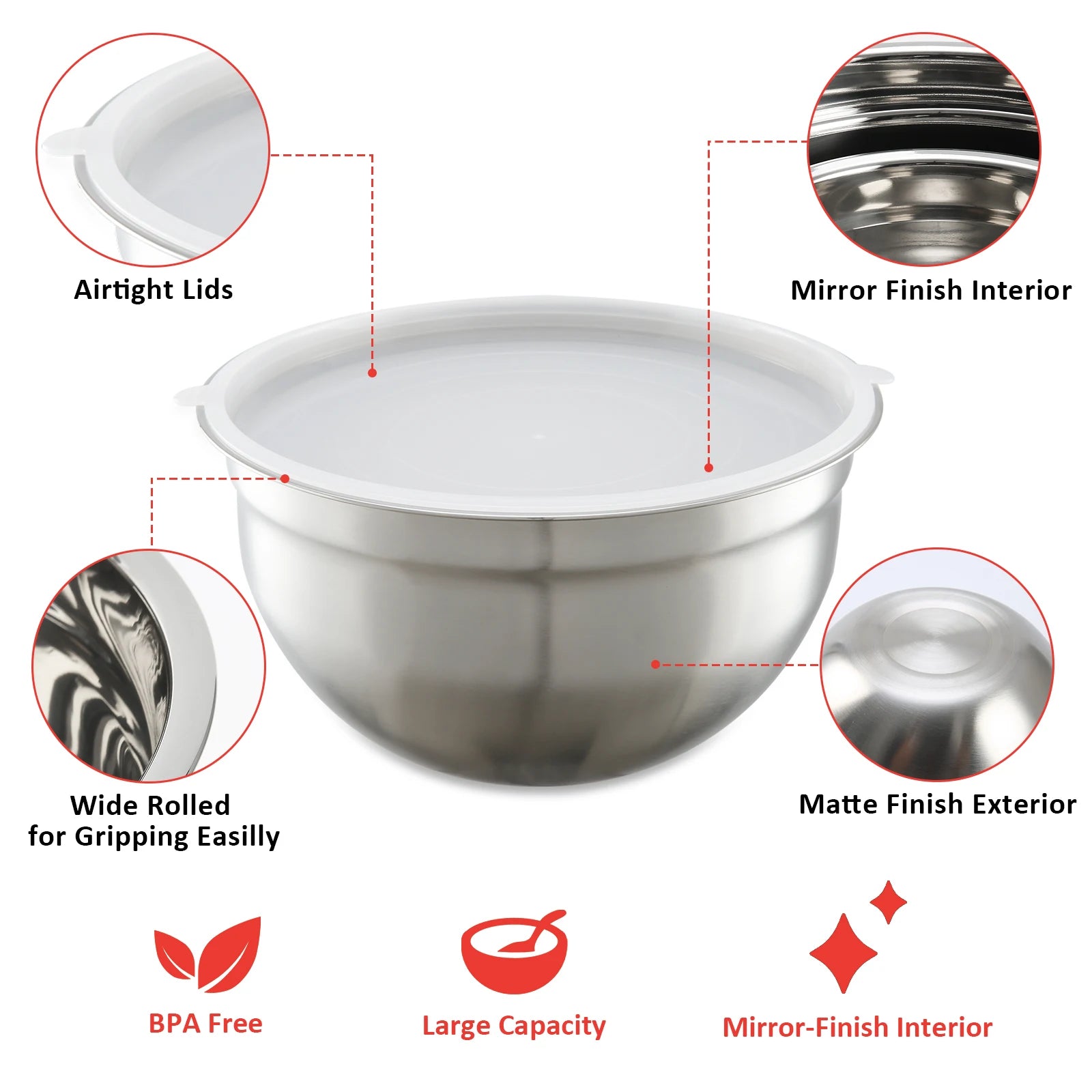 23 Pcs Mixing Bowl Set Baking Stainless