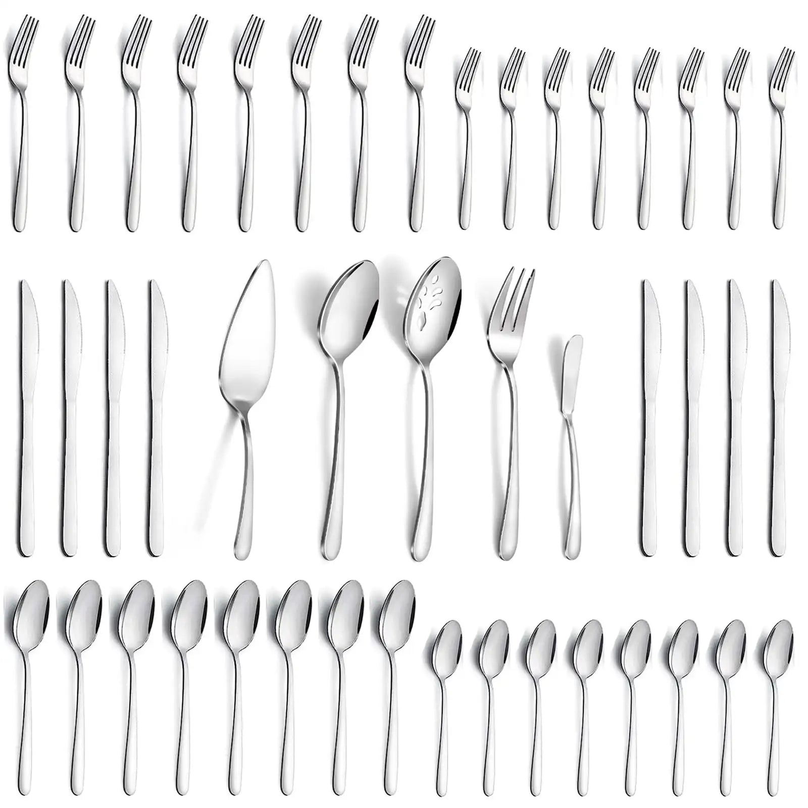 65 Pcs Silverware Set with Serving Set for 12