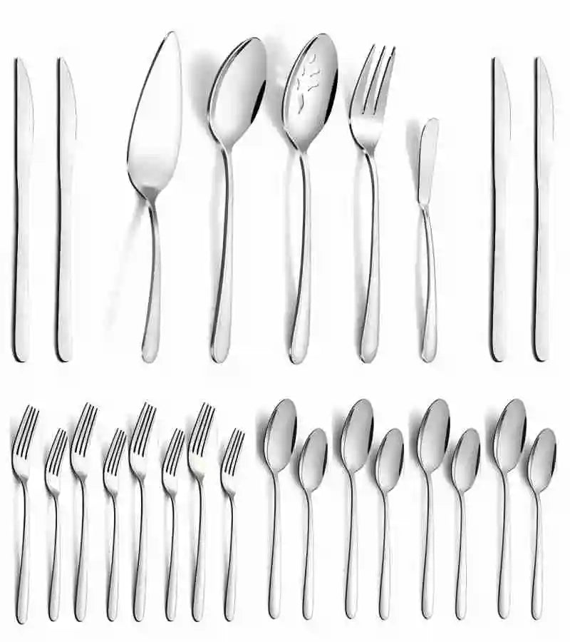 65 Pcs Silverware Set with Serving Set for 12