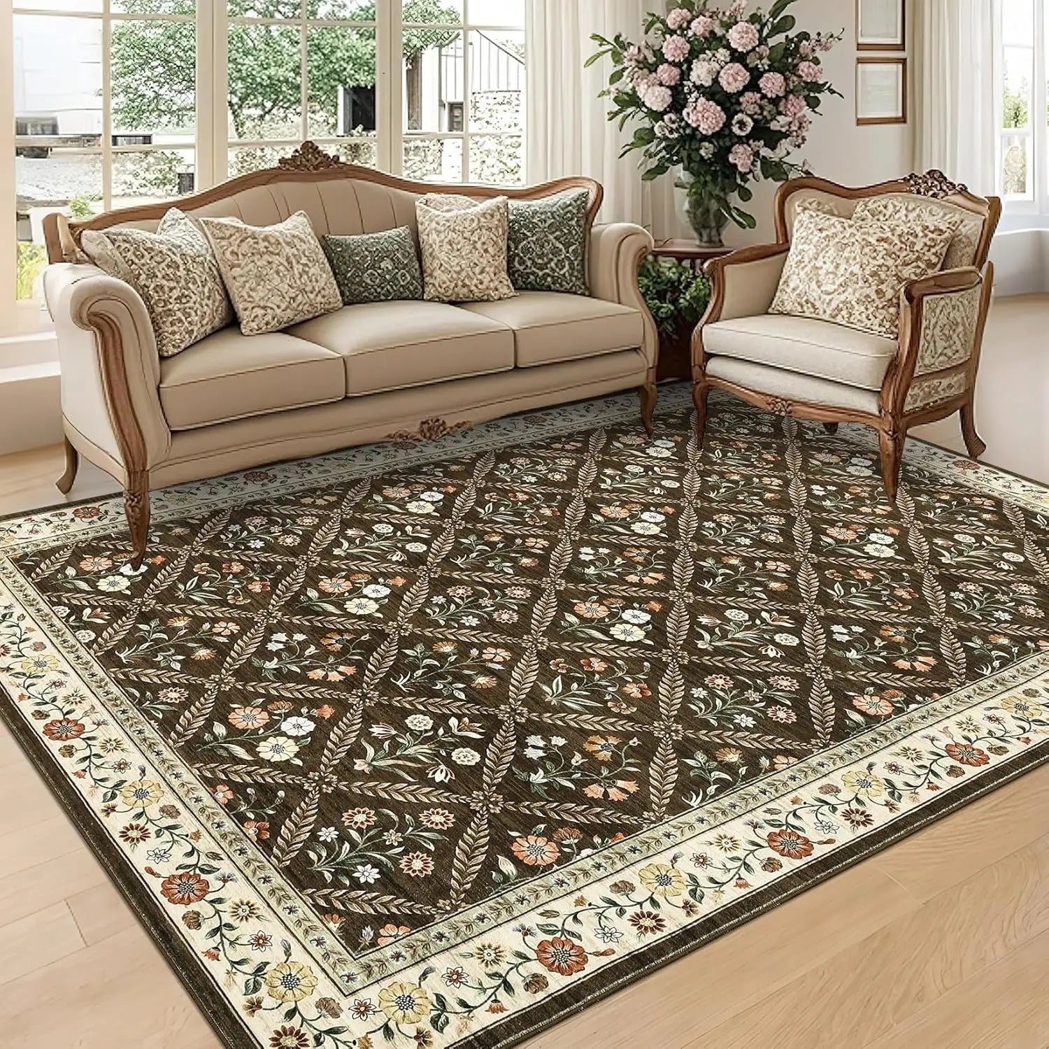 Washable Area Rugs Soft Low-Pile Non-Slip