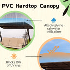 3 Seat Patio Swing 2 Cup Holders, 3-in-1 Convertible Backrest