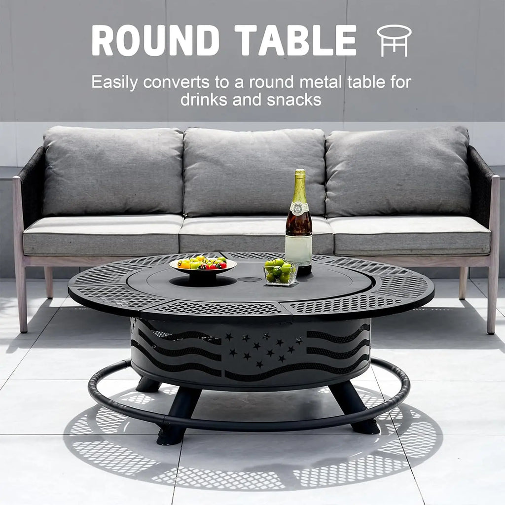 42 Inch Fire Pit 2 Cooking Grates, Wood Burning