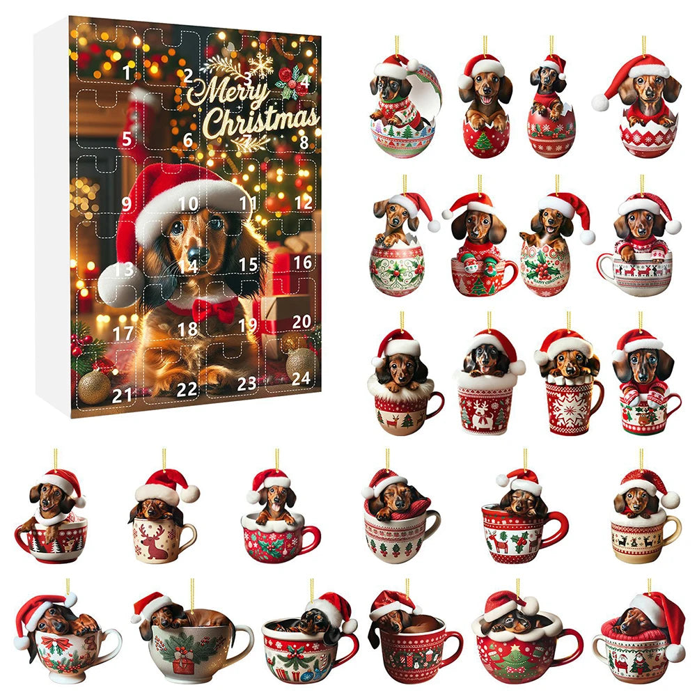 Dachshunds Dog Advent Calendar Ornaments