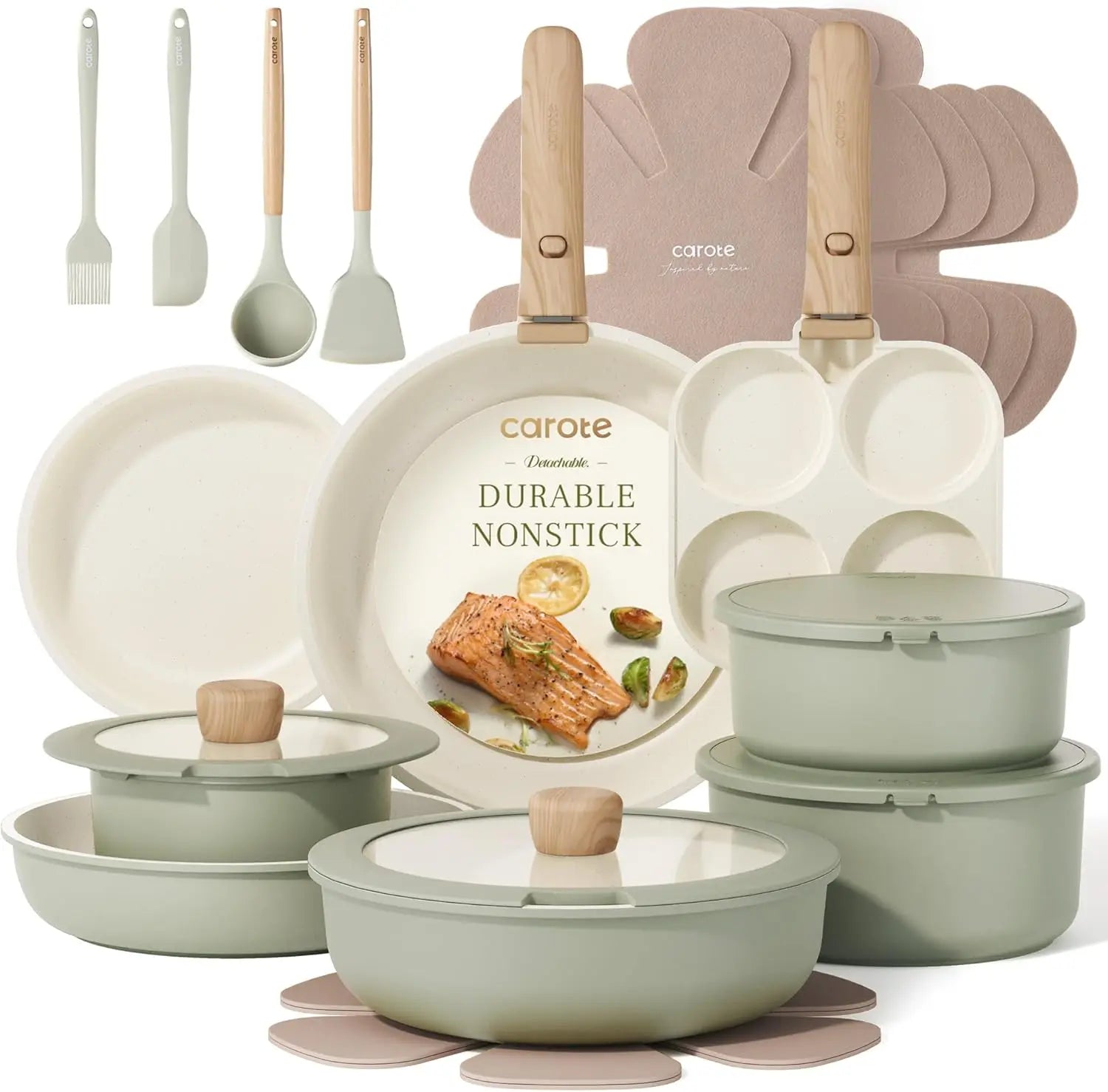 25pcs Set Non Stick, Cookware Dishwasher Safe