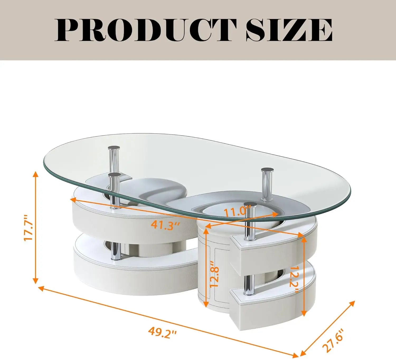 Glass Coffee Table Set of 3, 2 Leather Stools, Accent