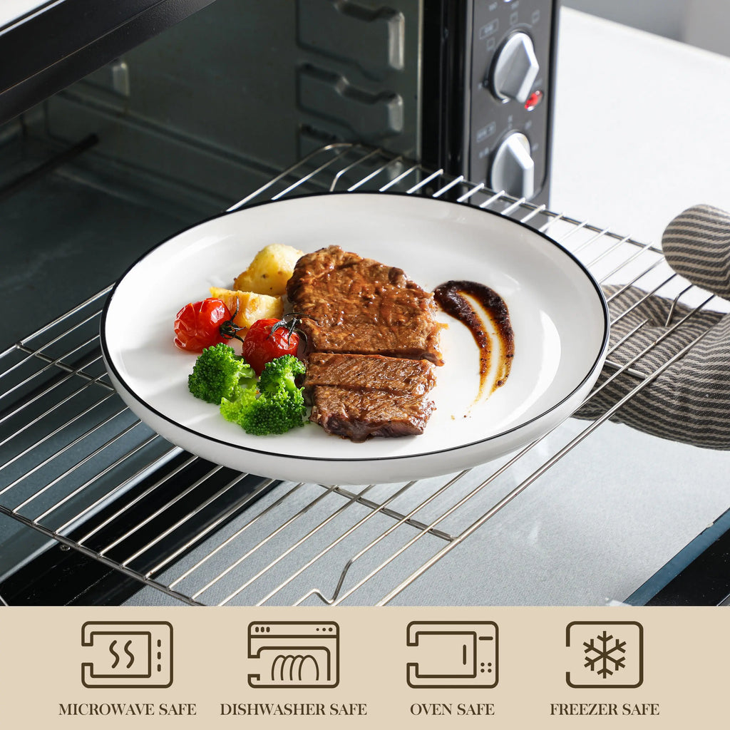 MALACASA 24/48Piece Ceramic Plates Black Rim