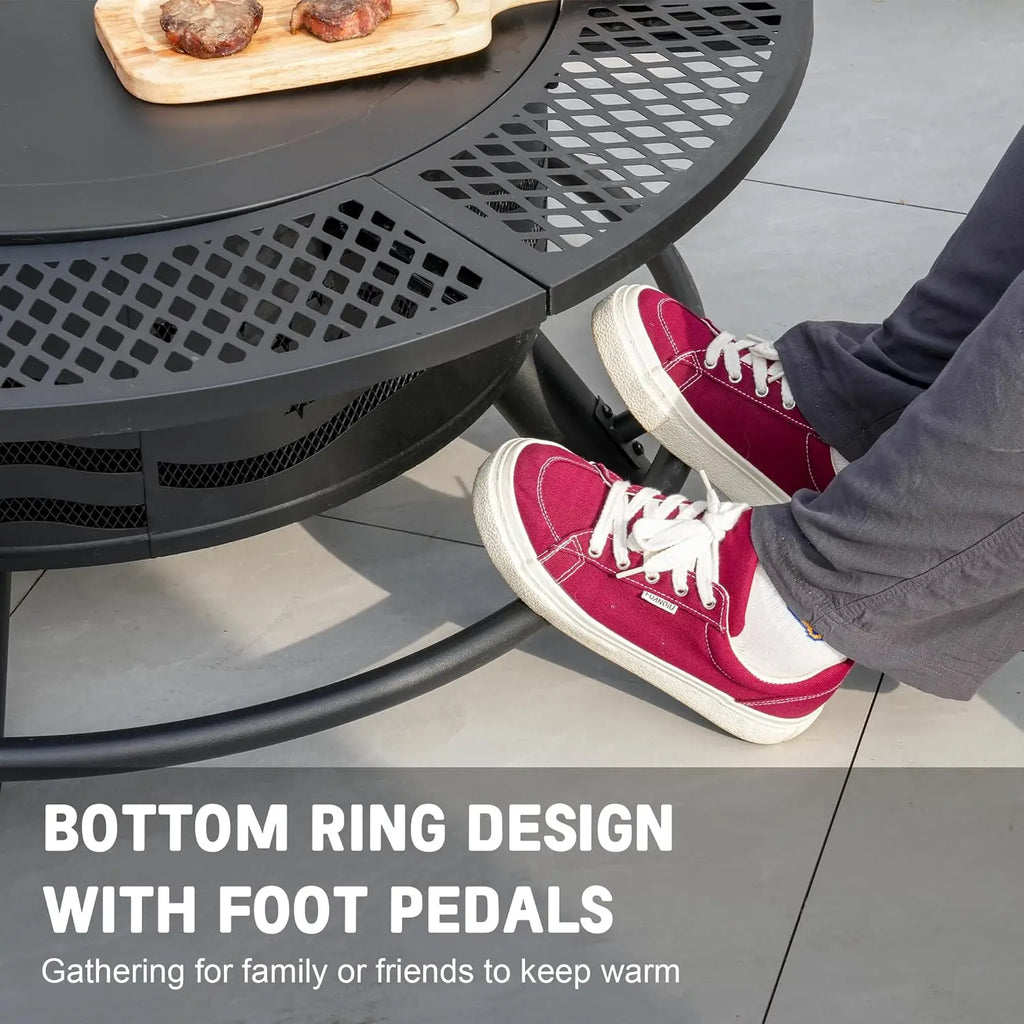 42 Inch Fire Pit 2 Cooking Grates, Wood Burning