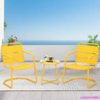 3 Piece Patio Set  2 Spring Metal Chairs, Table, Outdoor