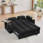 65'' 3-in-1 Folding Convertible Sofa Bed, Pullout Swivel Table