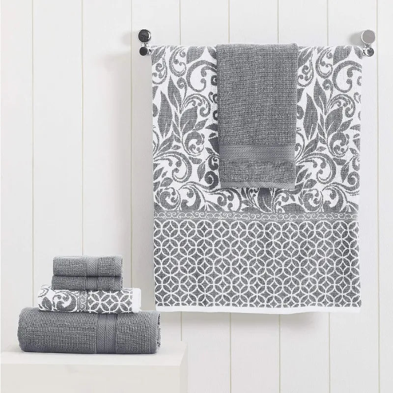 Filigree 6Piece Bath, Hand Towels Washcloths Super Absorbent