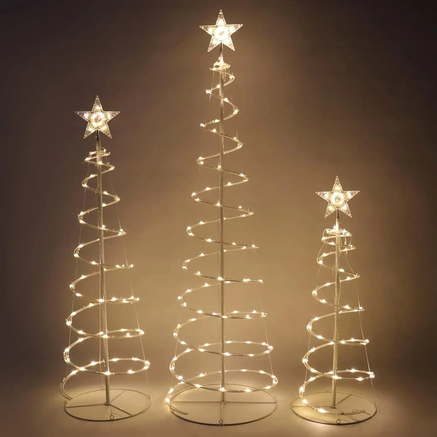 3 Pack Spiral Christmas Tree Light 218 LED Lights Star Topper
