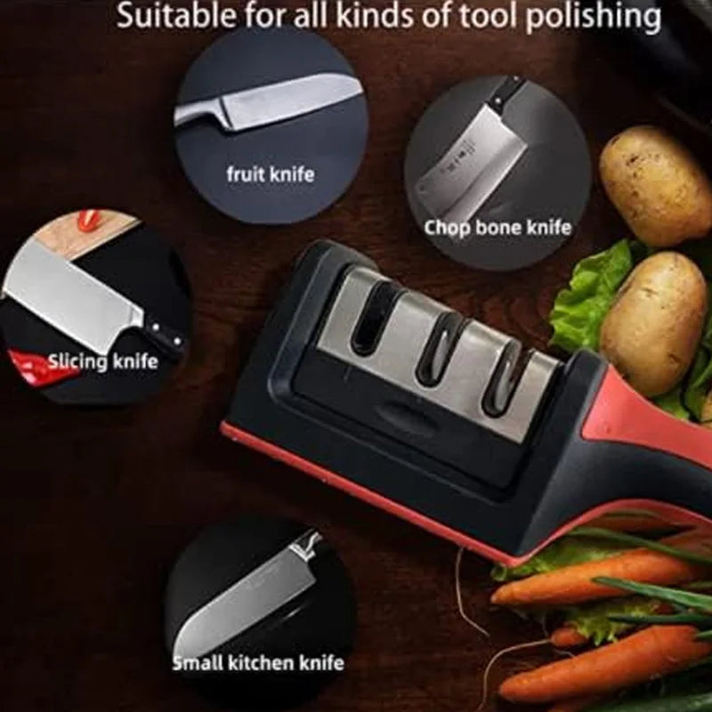 3-Stage Knife Sharpener Set - Diamond & Ceramic Rods Non-Slip Base (B