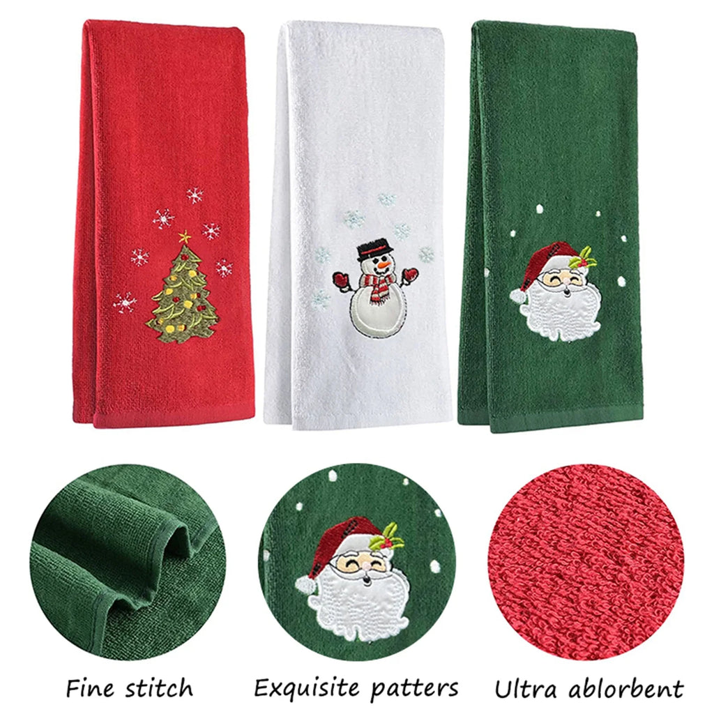 Xmas Tree/Snowman/Santa Claus Embroidery Bath Towel