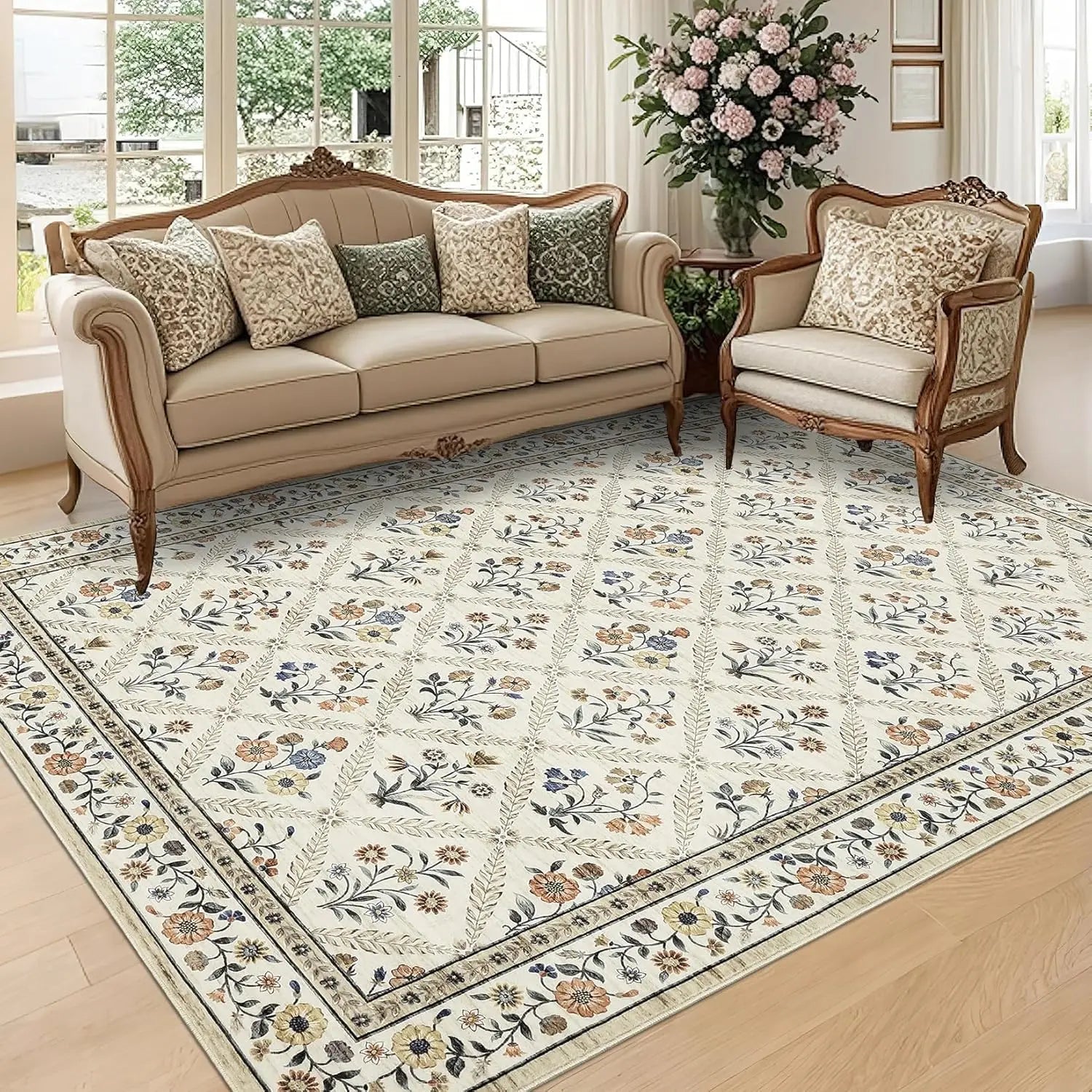 Washable Area Rugs Soft Low-Pile Non-Slip