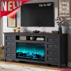 70" TV Stand With 37" 7,Color Fireplace For 80" TVs