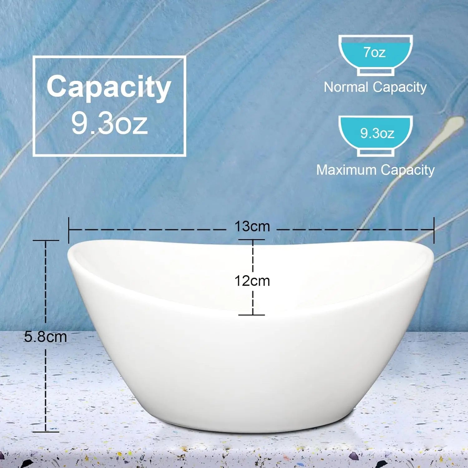 8" Porcelain Bowls Set of 4, Large Oval