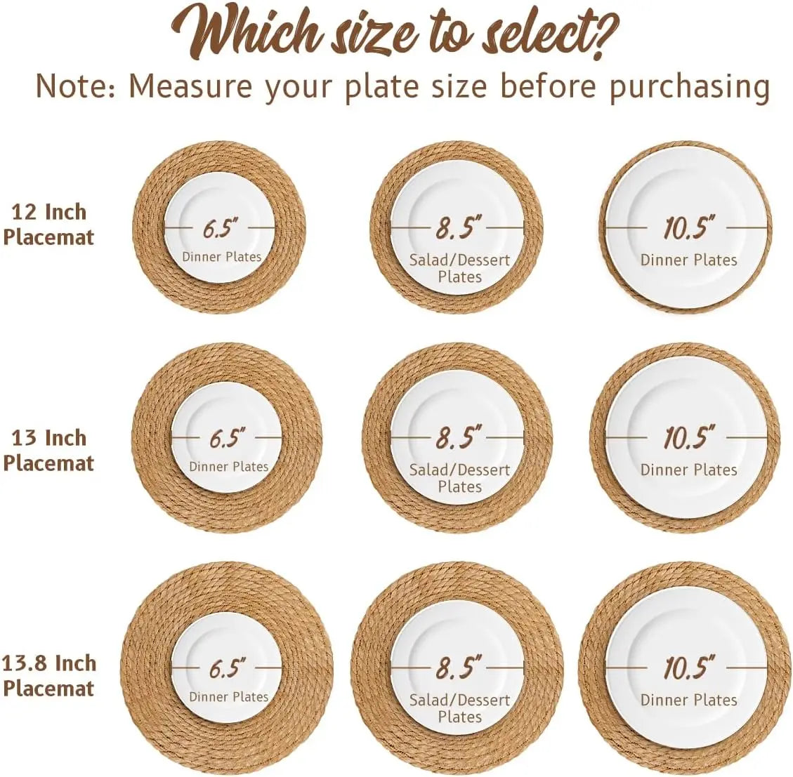 13 In Round Woven Placemats Plate Set Of 10