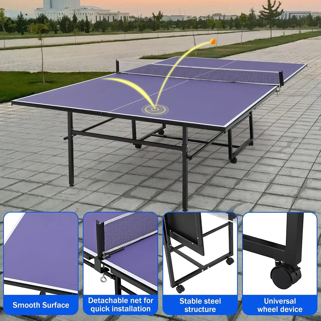 Tennis 9 ft portable Ping Pong Table  2 Tennis Paddles, 3 Balls