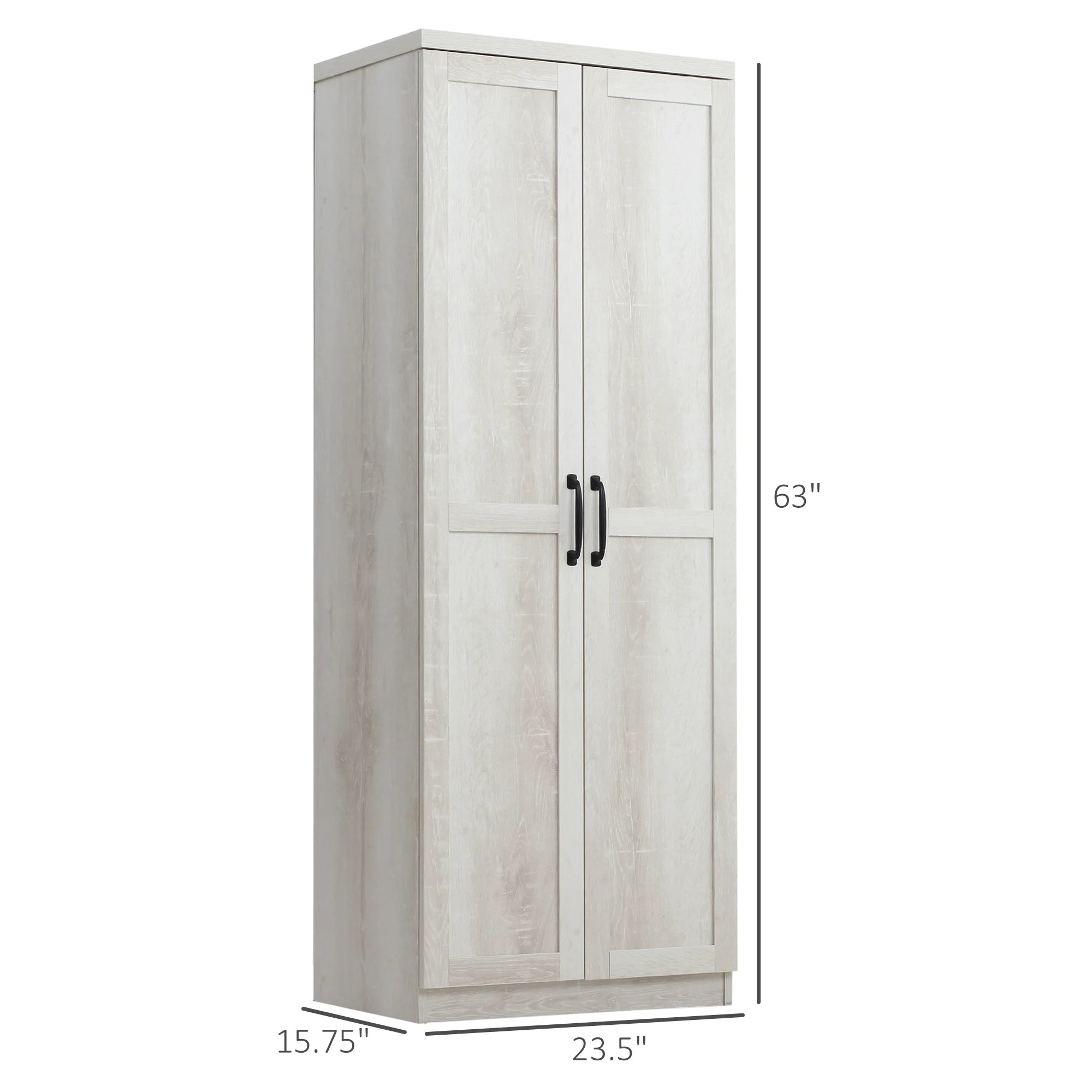 63" Rustic 2-Door Storage Cabinet Pantry Shelves