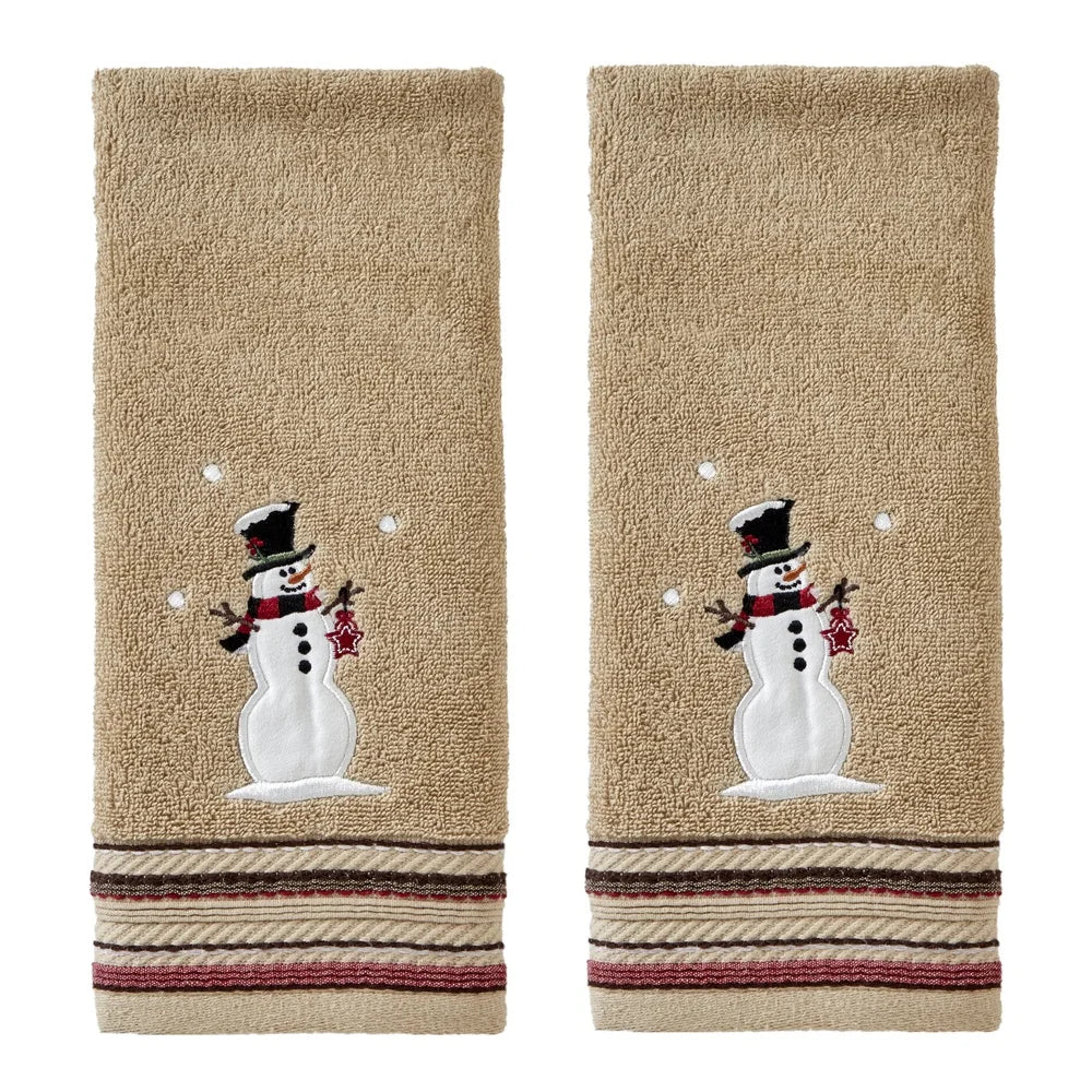 Rustic Plaid Snowman Hand Towel Set 2 Piece