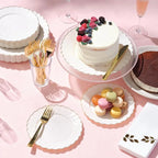 100-Pc Heavyweight Thanksgiving Plates - Ivory Scalloped Gold Trim