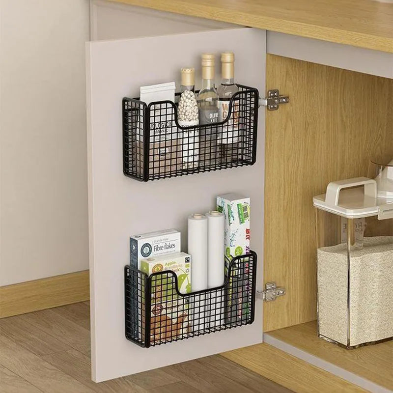 Kitchen Cabinet Door Storage Box Iron Rack