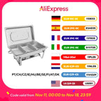 Chafing Dish Buffet Set 3 Grid Stainless Steel Rectangular