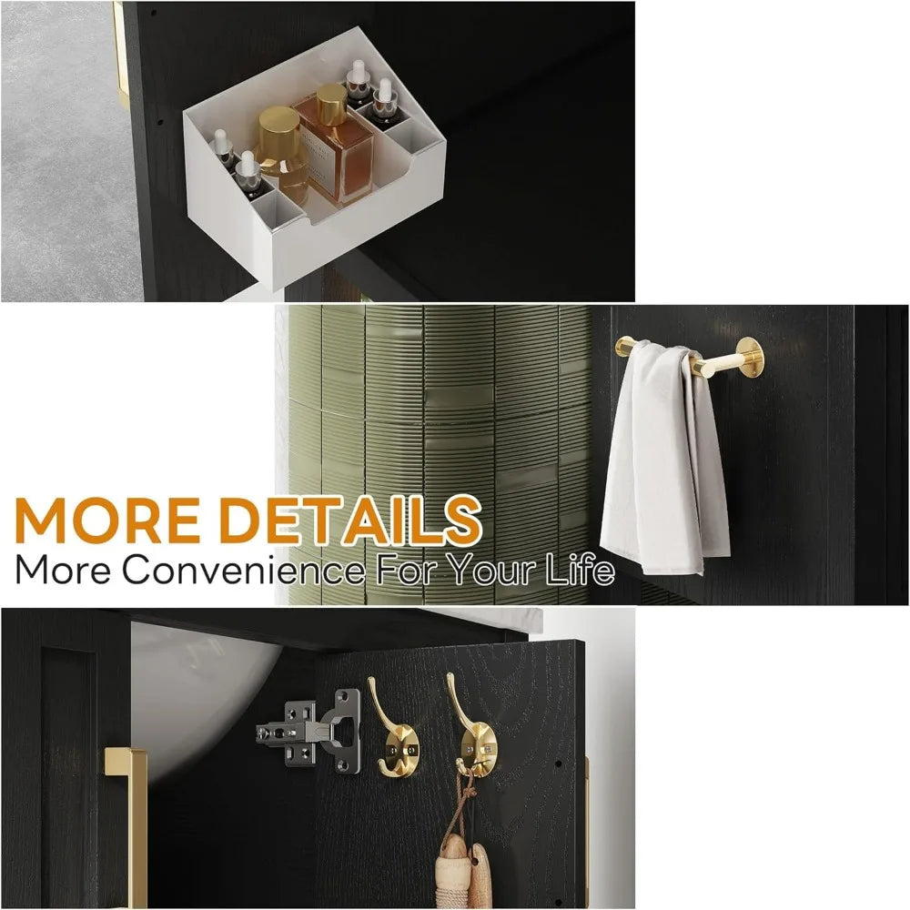 30-Inch Bathroom Vanity Sink, Double Drawers, Shelf