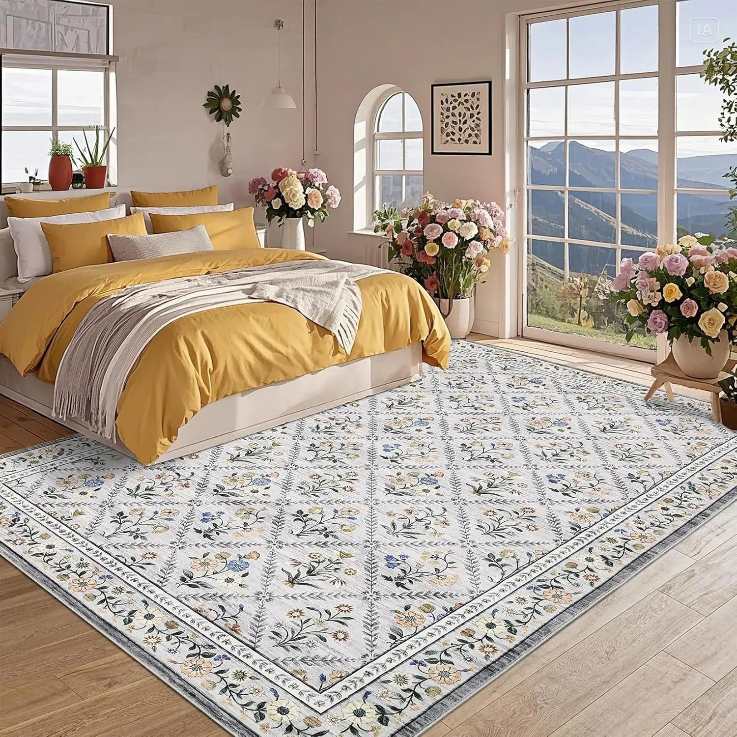 Washable Area Rugs Soft Low-Pile Non-Slip