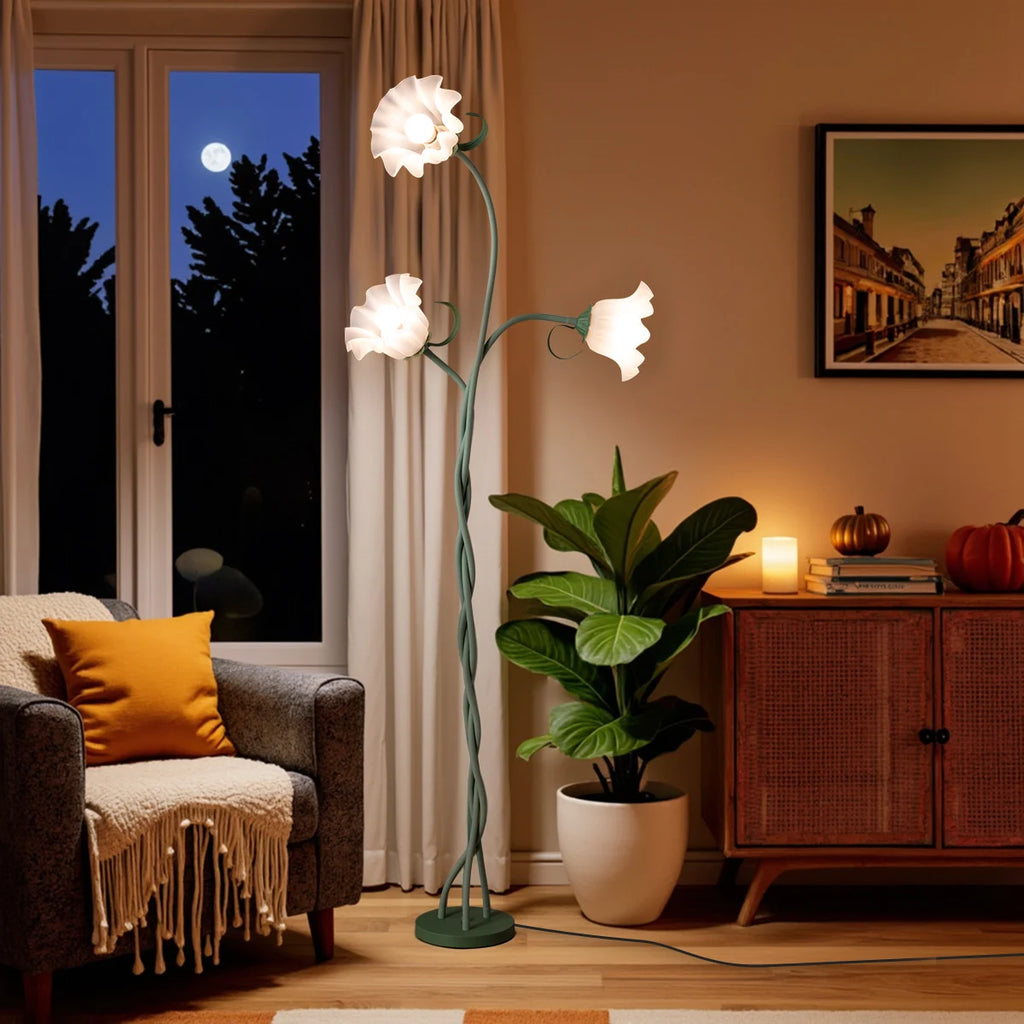 Retro 3-Head Flower Floor Lamp, Contains Bulbs