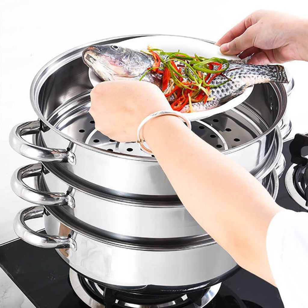 Multi-Function 3 Tier Stainless Steel Steamer
