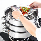 Multi-Function 3 Tier Stainless Steel Steamer