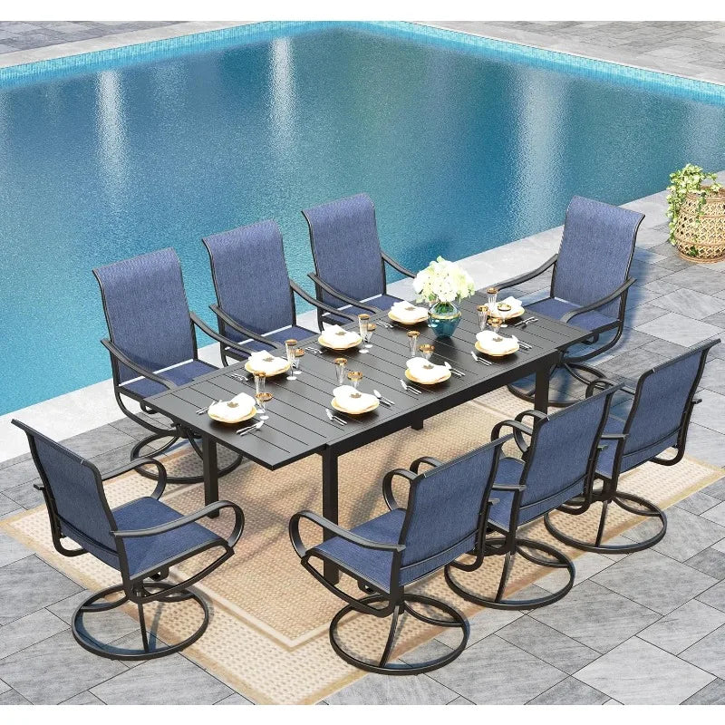 9-Piece Set for 8, With Swivel Chairs & Table