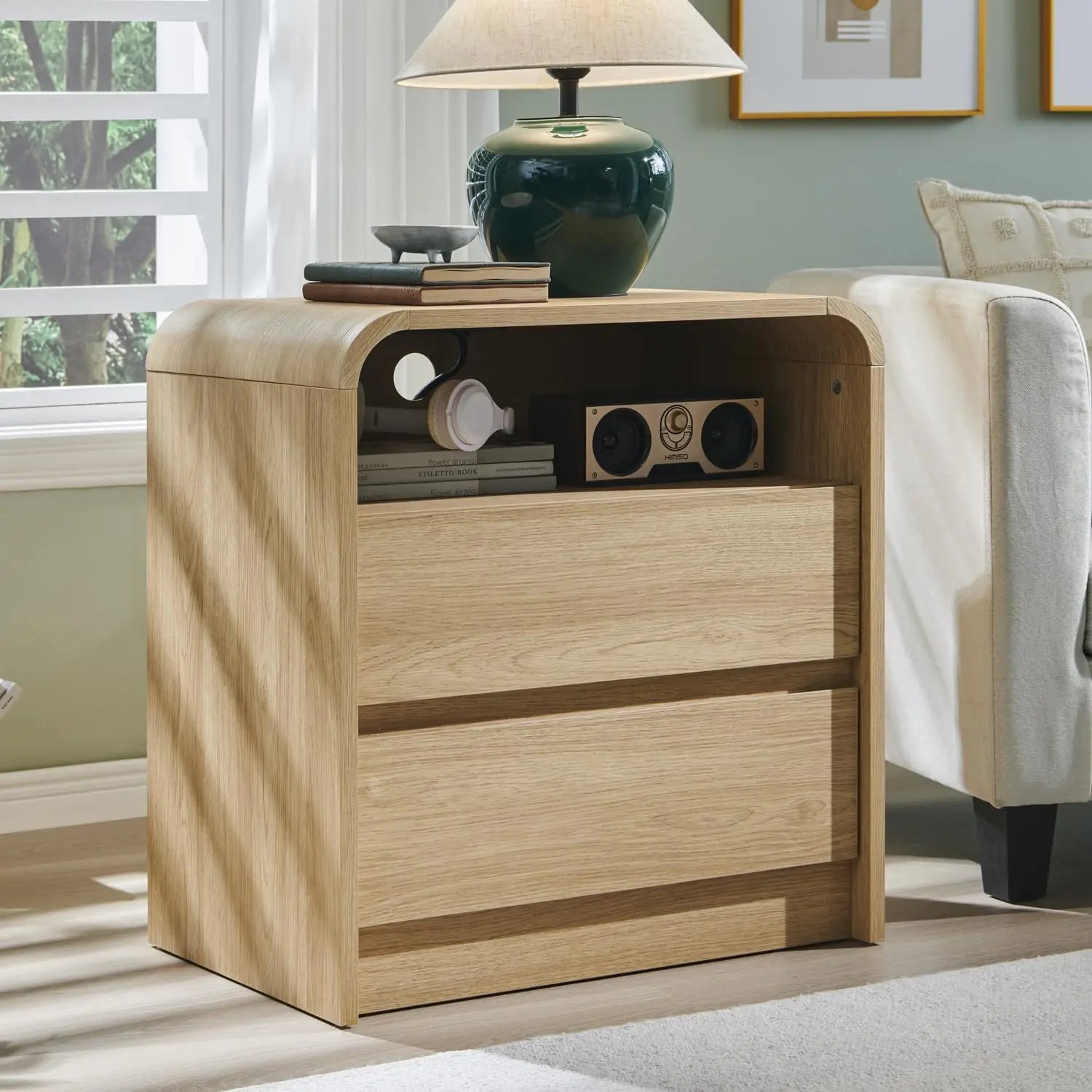 25" Nightstand with Charging Station, 23.6 "Wide