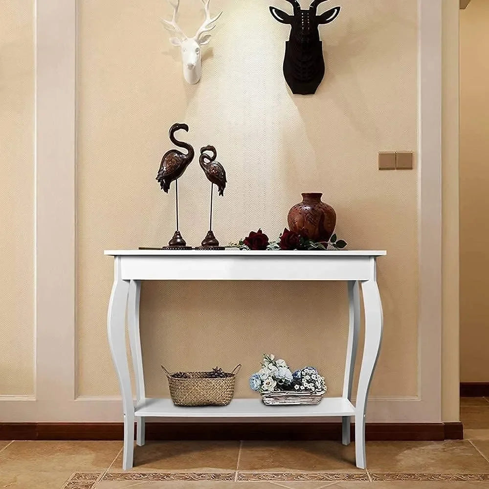 Narrow Console Table, Sofa Table, Entryway Table, White