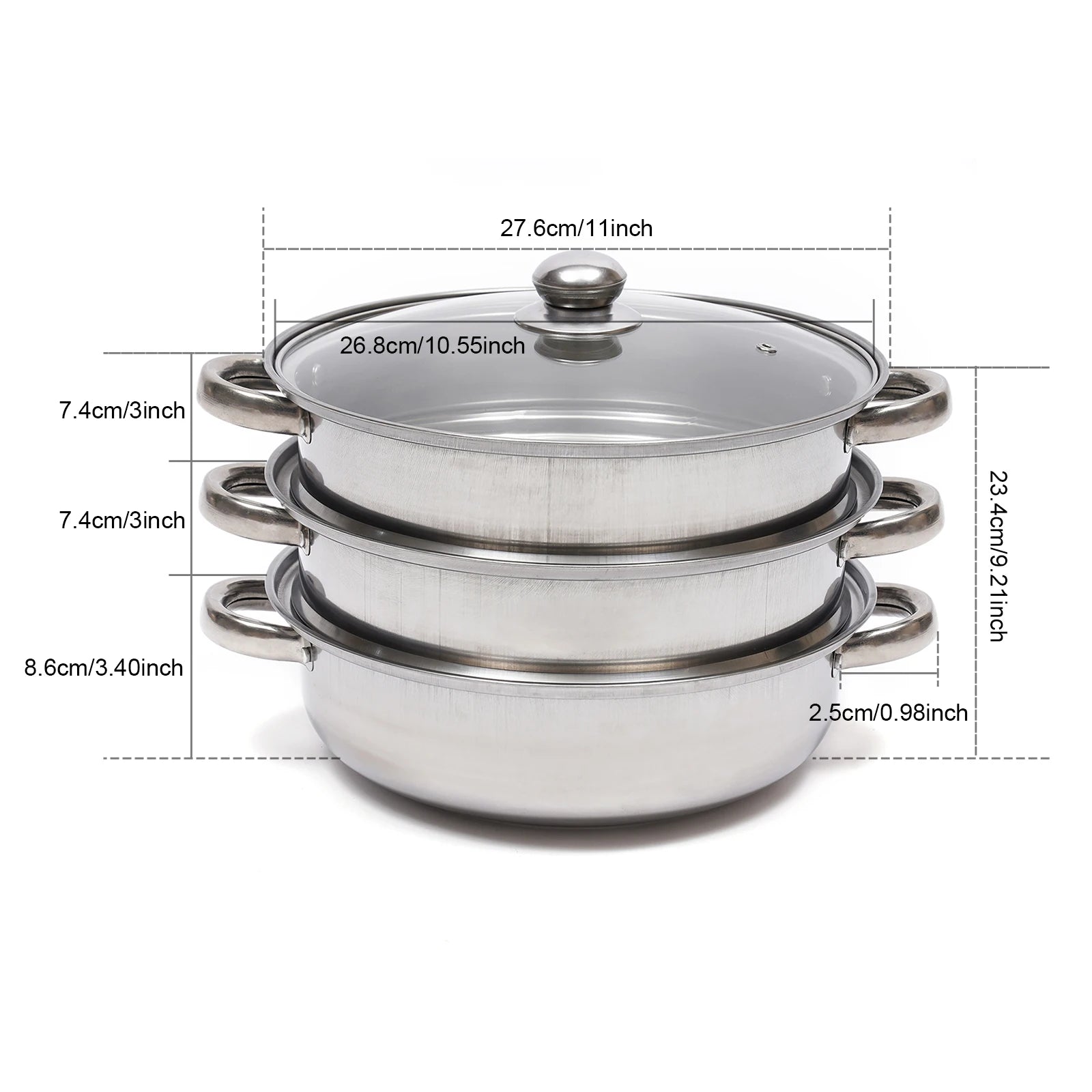 Multi-Function 3 Tier Stainless Steel Steamer