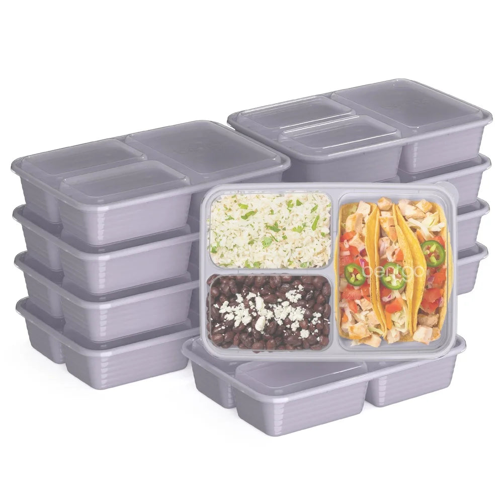 20-Piece Meal Prep Kit 3-Compartment Storage Containers