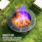 36 Inch Fire Pit With Grill, Lid & Poker