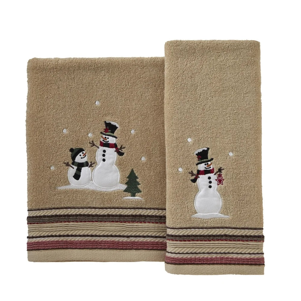 Rustic Plaid Snowman Hand Towel Set 2 Piece