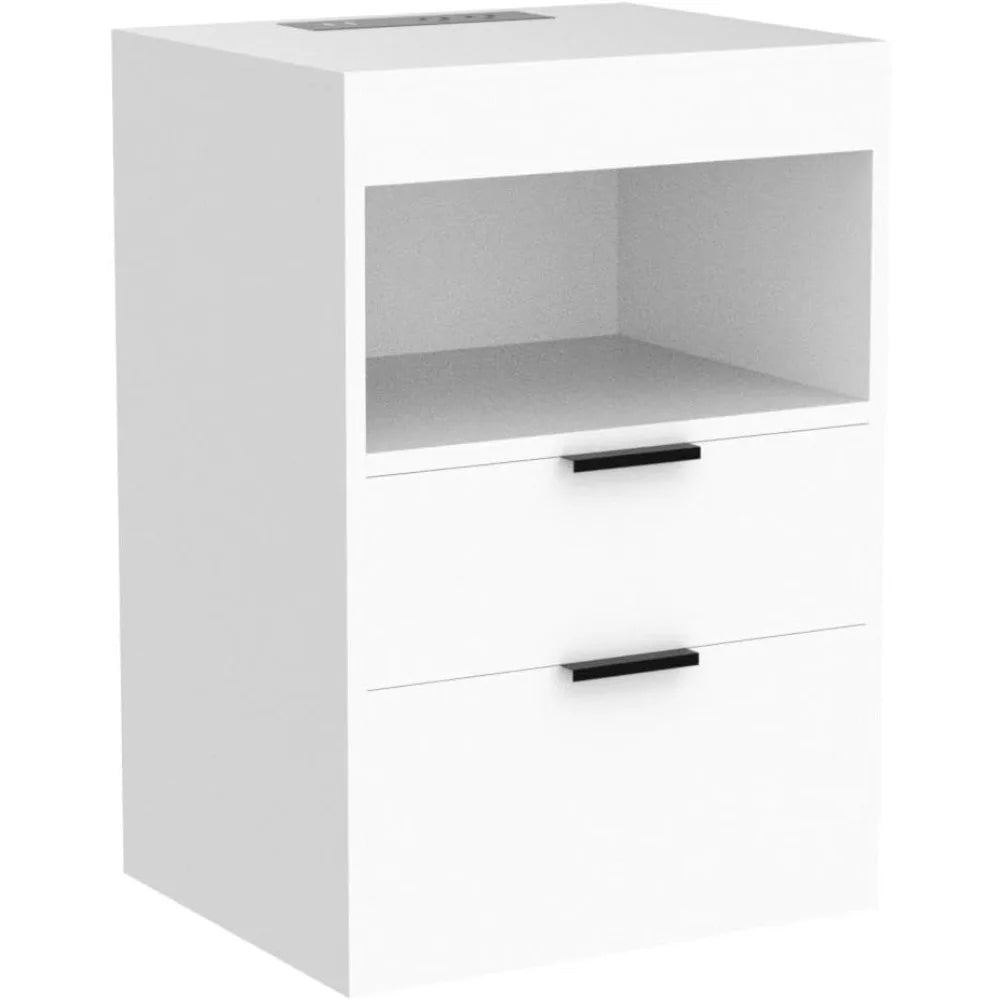 LED Nightstand With Charging Station 2 Shelves