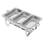 Chafing Dish Buffet Set 3 Grid Stainless Steel Rectangular