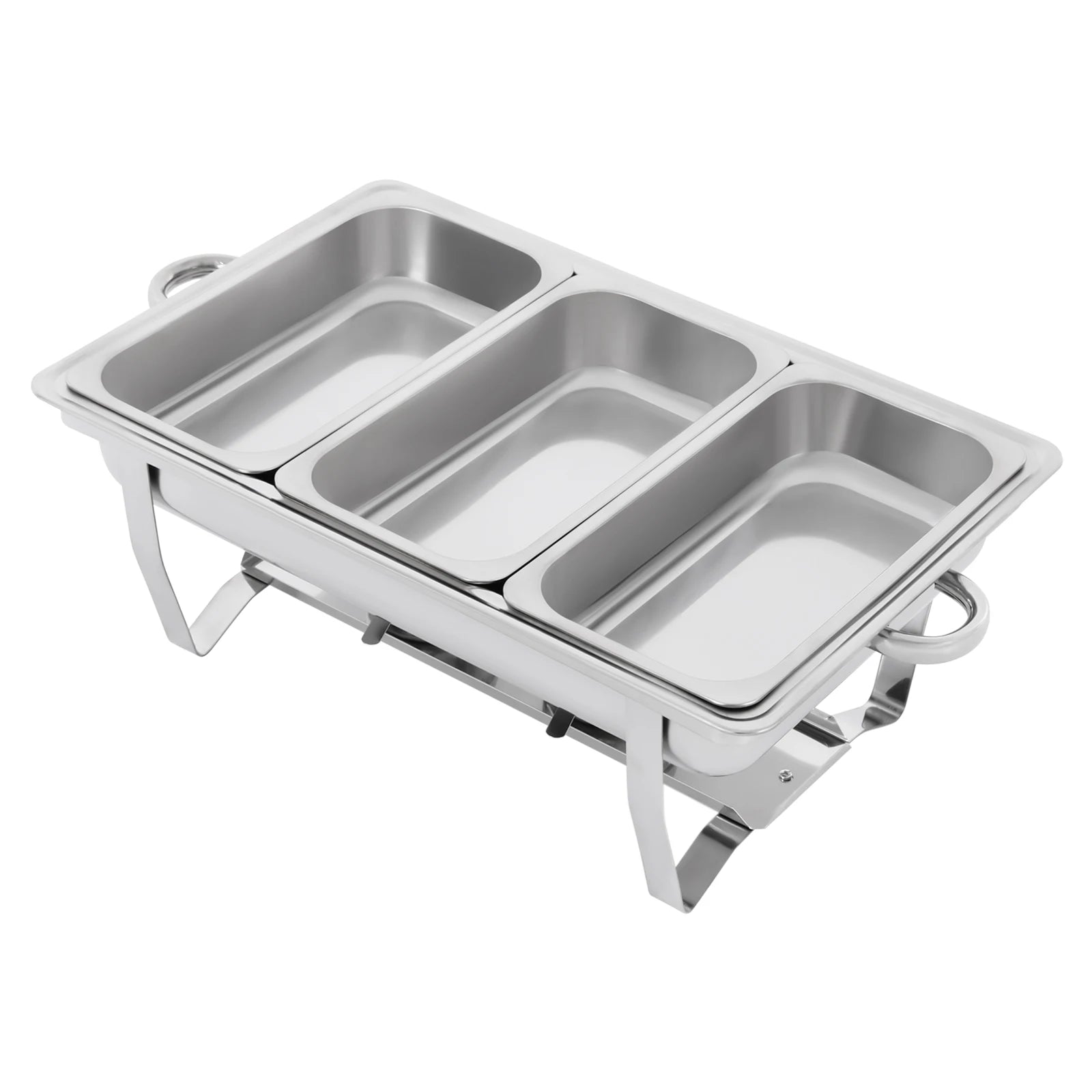Chafing Dish Buffet Set 3 Grid Stainless Steel Rectangular