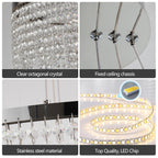 23.6-inch Crystal Chandelier, Dimmable Led Ceiling Lamp